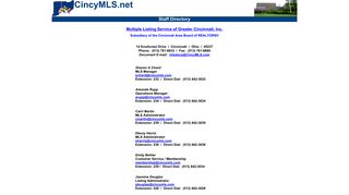 MLS Staff Page - Multiple Listing Service of Greater Cincinnati