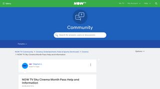 NOW TV Sky Cinema Month Pass Help and Information - NOW TV Community