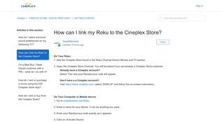 How can I link my Roku to the Cineplex Store? – Cineplex
