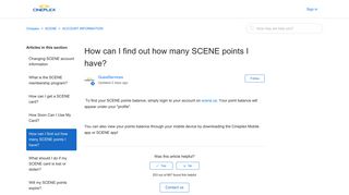 How can I find out how many SCENE points I have? – Cineplex