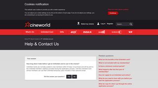 How long does it take before I get an Unlimited card to use ... - Cineworld