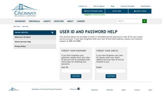 User ID and Password Help - Cincinnati Insurance
