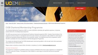 CIOB Chartered Membership Programme - University College of ...