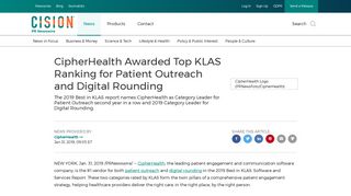 CipherHealth Awarded Top KLAS Ranking for Patient Outreach and ...