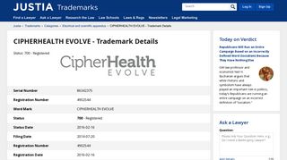 CIPHERHEALTH EVOLVE Trademark of CIPHERHEALTH LLC ...