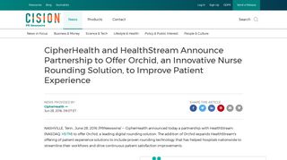 CipherHealth and HealthStream Announce Partnership to Offer Orchid ...
