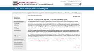 Central Institutional Review Board Initiative (CIRB) | CTEP