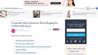 Frequently Asked Questions About Blogging for POPSUGAR Moms ...