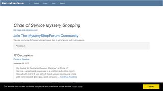 Circle of Service Mystery Shopping: Discussions ...