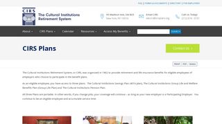 CIRS Plans - The Cultural Institutions Retirement System (CIRS)