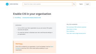 Enable CIS in your organisation - Xero Central