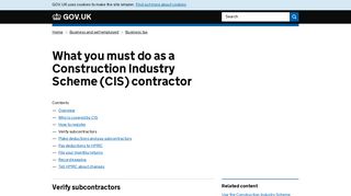 What you must do as a Construction Industry Scheme (CIS ... - Gov.uk