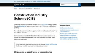 Construction Industry Scheme (CIS) - GOV.UK