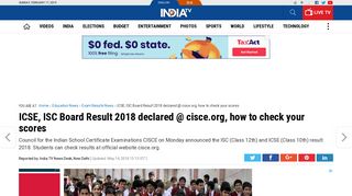 ICSE, ISC Board Result 2018 declared @ cisce.org, how to check your ...