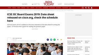 ICSE ISC Board Exams 2019: Date sheet released on cisce.org, check ...