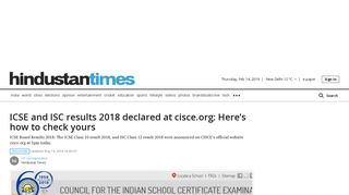ICSE and ISC results 2018 declared at cisce.org: Here's how to check ...