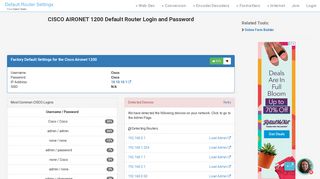 CISCO AIRONET 1200 Default Router Login and Password - Clean CSS