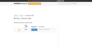 Cisco - Aironet 1200 default passwords