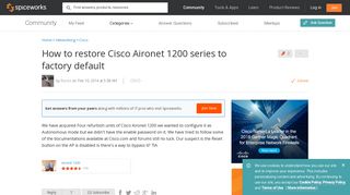 [SOLVED] How to restore Cisco Aironet 1200 series to factory ...