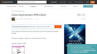 [SOLVED] Cisco AnyConnect VPN Client - Spiceworks Community