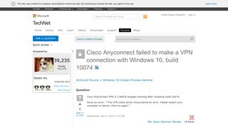 Cisco Anyconnect failed to make a VPN connection with Windows 10 ...
