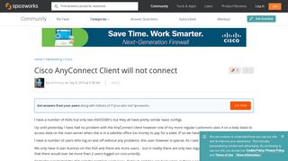 Cisco AnyConnect Client will not connect - Spiceworks Community