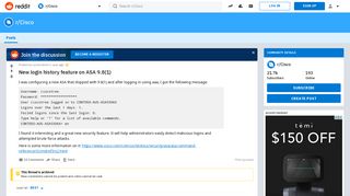 New login history feature on ASA 9.8(1) : Cisco - Reddit