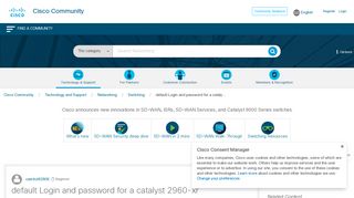 default Login and password for a catalyst 2960-xr - Cisco Community