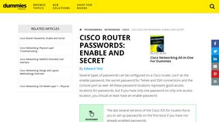Cisco Router Passwords: Enable and Secret - dummies