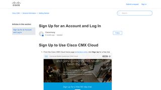 Sign Up for an Account and Log In - Cisco CMX Cloud