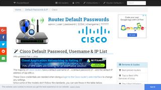 Cisco Default Password, Login & IP List (updated January 2019 ...
