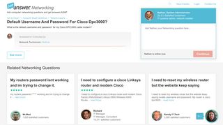 Default Username And Password For Cisco Dpc3000? - JustAnswer