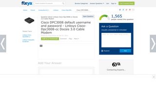 Cisco DPC3008 default username and password - Fixya