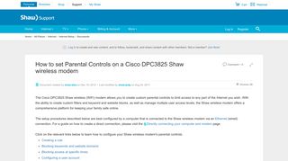 How to set Parental Controls on a Cisco DPC3825... | Shaw Support