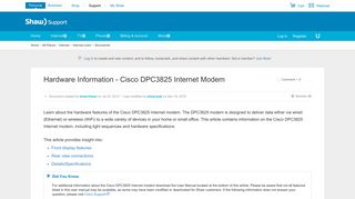 Hardware Information - Cisco DPC3825 Internet M... | Shaw Support