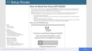 Cisco DPC3828D Reset - SetupRouter