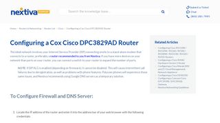 Configuring a Cox Cisco DPC3829AD Router | Nextiva Business VoIP ...