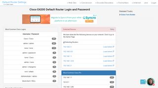 Cisco E4200 Default Router Login and Password - Clean CSS