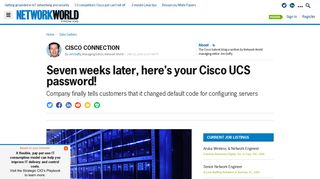Seven weeks later, here's your Cisco UCS password! | Network World