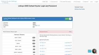 Linksys E800 Default Router Login and Password - Clean CSS