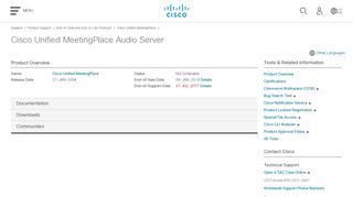 Cisco Unified MeetingPlace Audio Server - Cisco