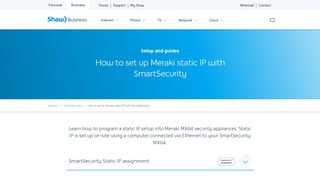 How to set up Meraki static IP with SmartSecurity - Shaw Business