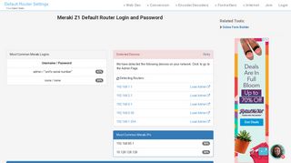 Meraki Z1 Default Router Login and Password - Clean CSS