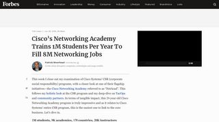Cisco's Networking Academy Trains 1M Students Per Year To Fill 8M ...