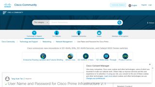 Solved: User Name and Password for Cisco Prime ... - Cisco Community