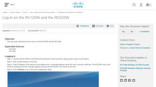 Log In on the RV120W and the RV220W - Cisco