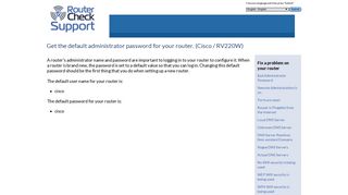 Cisco / RV220W : Default Password - RouterCheck Support