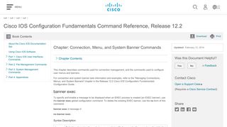 Connection, Menu, and System Banner Commands - Cisco