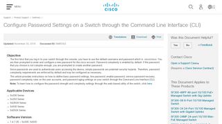 Configure Password Settings on a Switch through the ... - Cisco