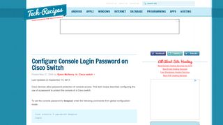 Configure Console Login Password on Cisco Switch - Tech-Recipes